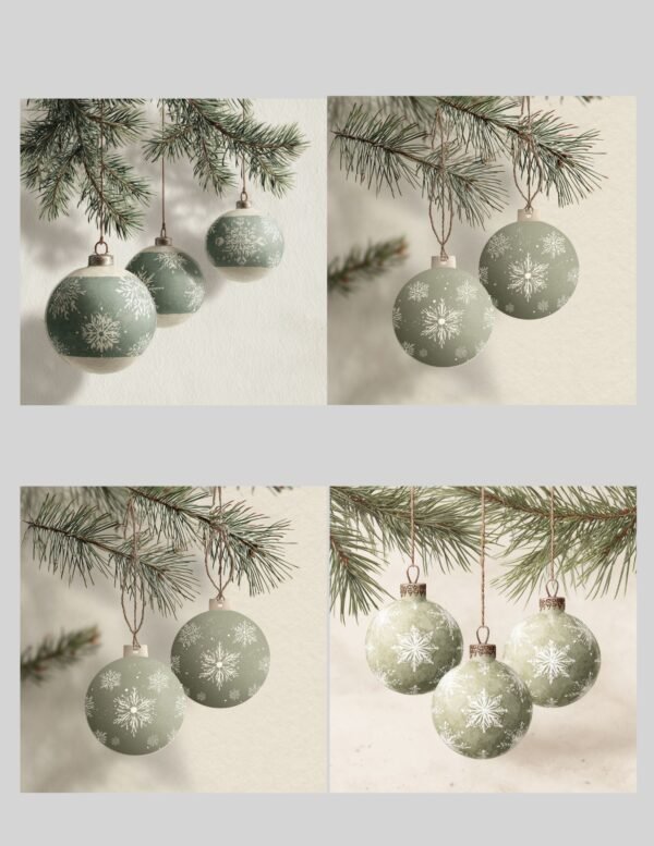 Sage Green & Cream Nordic Winter Junk Journal Printable Christmas Ephemera & Scrapbook Pages