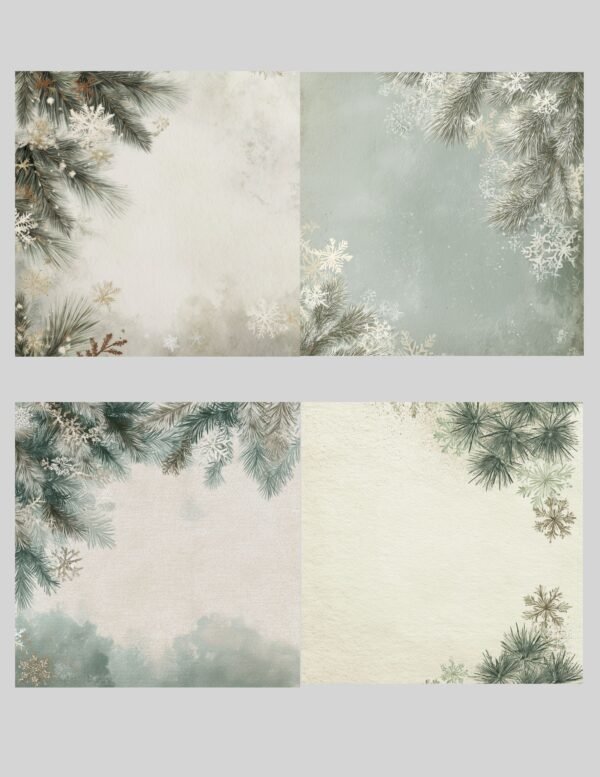 Sage Green & Cream Nordic Winter Junk Journal Printable Christmas Ephemera & Scrapbook Pages