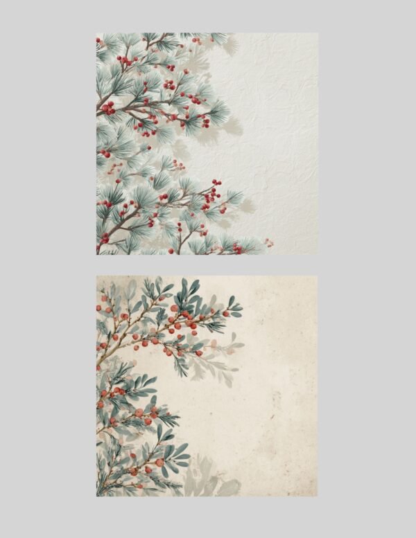 Sage Green & Cream Nordic Winter Junk Journal Printable Christmas Ephemera & Scrapbook Pages